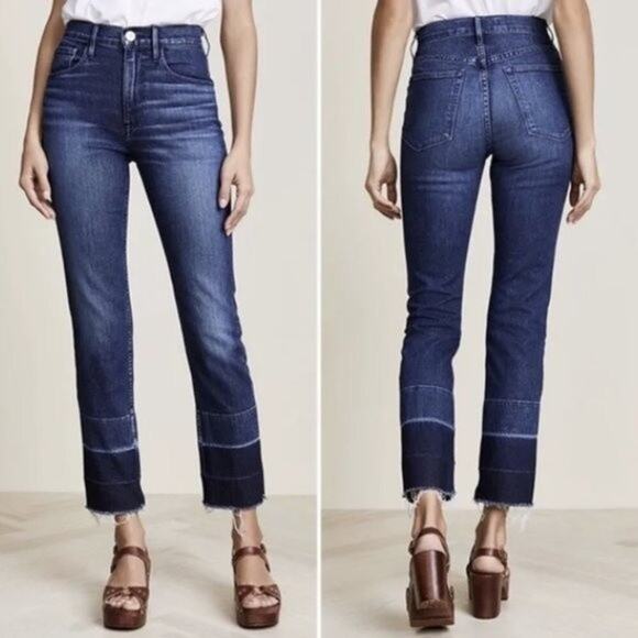 3x1 Shelter Straight Crop Jeans High Rise Dark Spectrum Blue Revolve Size 24 New - Picture 14 of 14